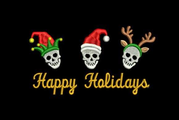 Skulls Happy Holidays: A Bold Twist for Christmas Embroidery